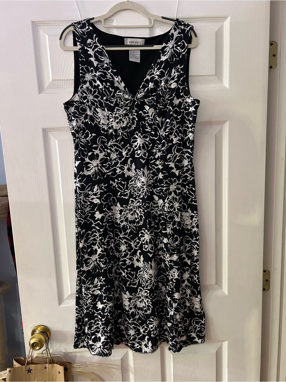 Nine West Black and White Floral Midi Dress